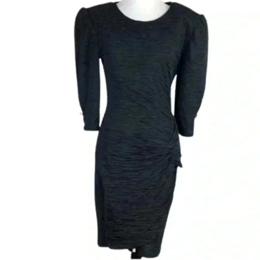 Vintage how sweet it is black wiggle dress 80s 90s 3/4 sleeves party formal - Picture 11 of 11